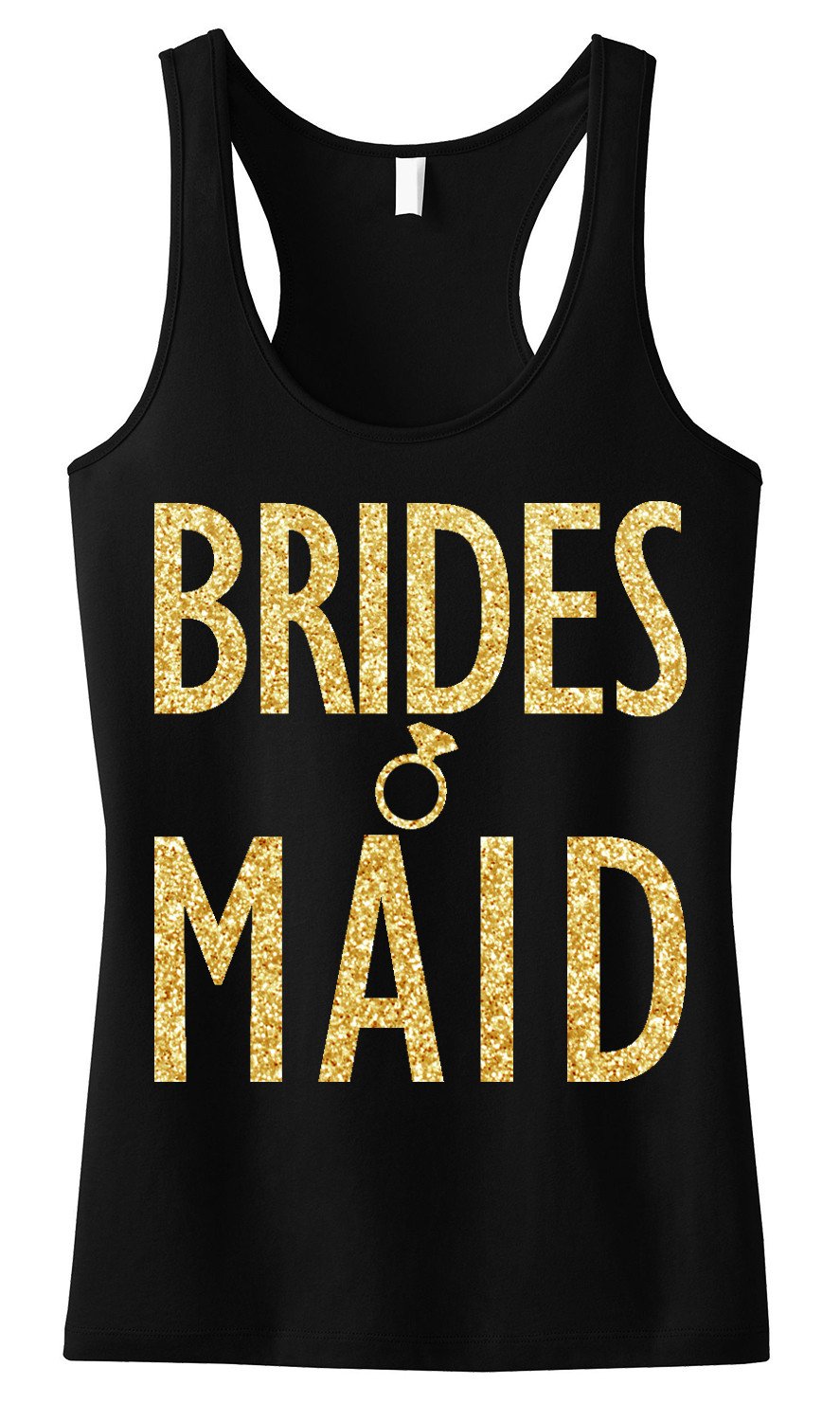 BRIDESMAID Gold GLITTER Tank Top Black