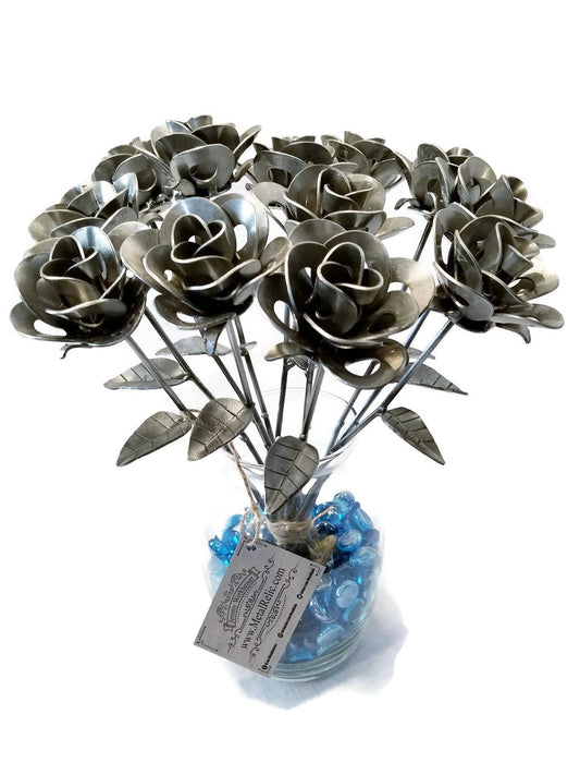 Dozen Metal Roses, Recycled Metal Roses, Steampunk Roses, 12 Immortal